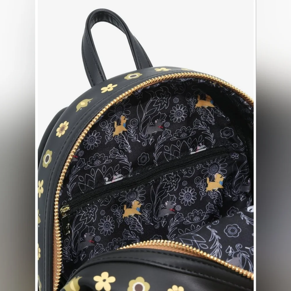 Disney x Loungefly Black Floral Aristocats Mini Backpack